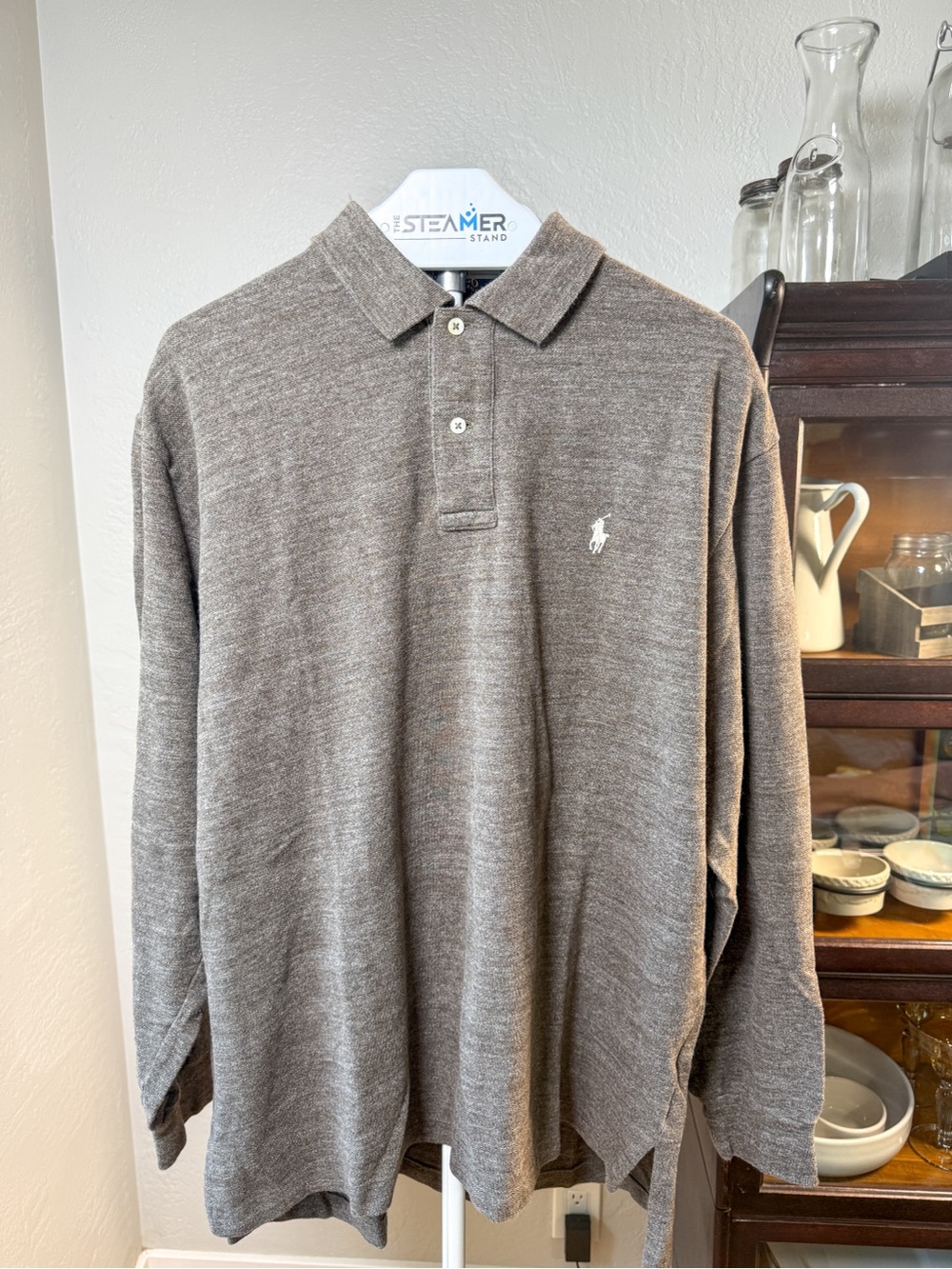 Polo Ralph Lauren Gray Long Sleeve Polo Shirt Men’s 100% Cotton Classic Size XL